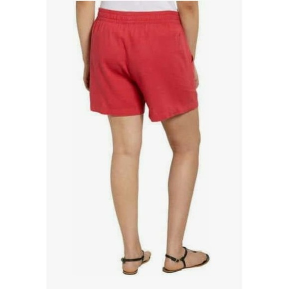 Nautica Women's Linen Blend Pull-On Short Plus Size XXL Pockets Rose Coral NEW - Picture 3 of 3